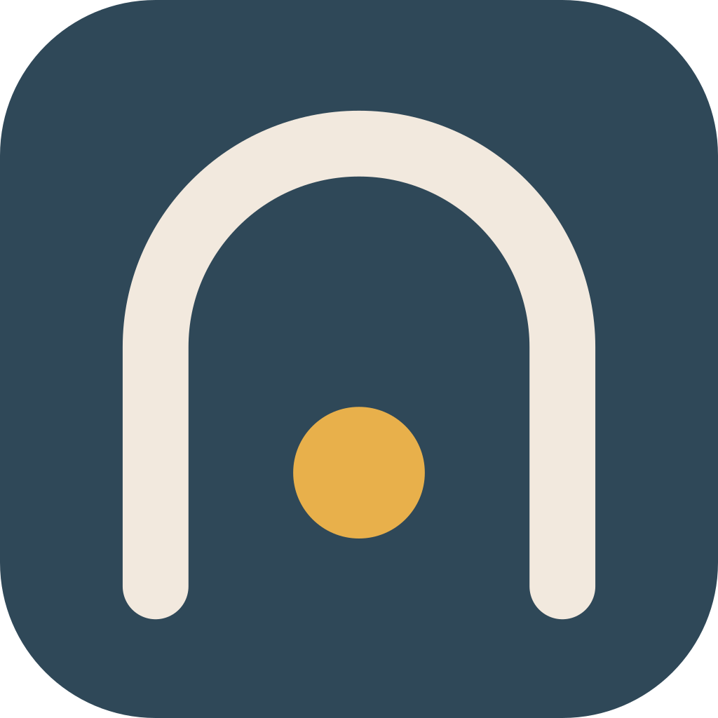 The Stedding app icon: a cream arch around an amber point of light, on a slate tile, 1024 pixels square